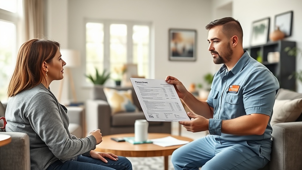 Plumber giving quote to customer 9d98df8a