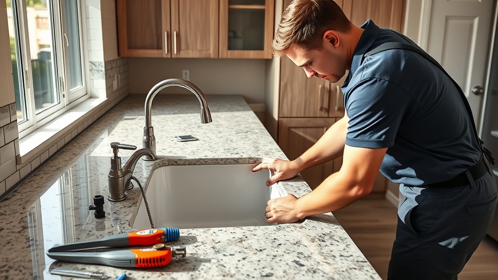 Plumber installing new sink 385ccaff